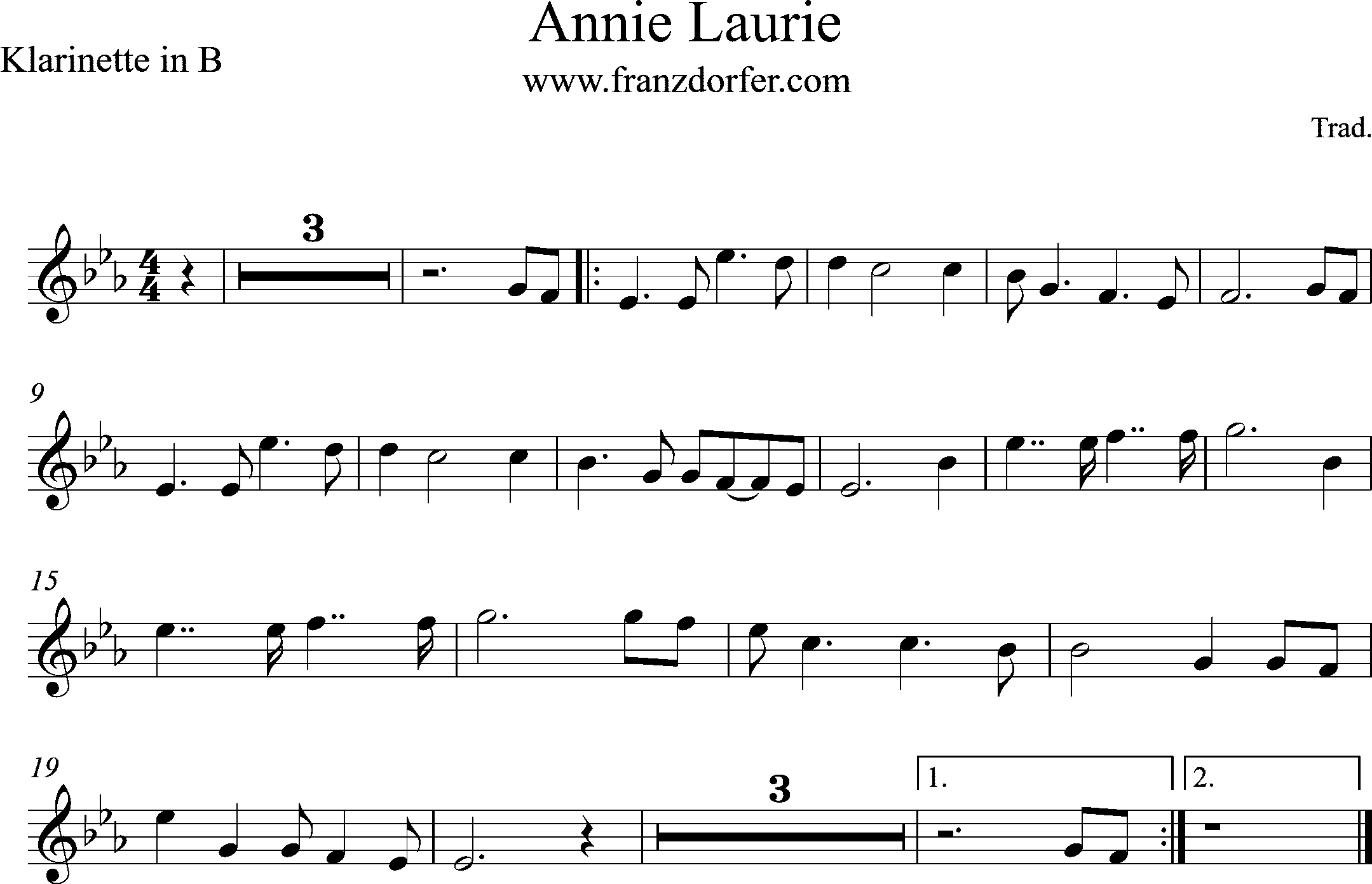 Noten Annie Laurie , Eb-Dur
